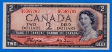 CANADA $2 1954 BC-30a / P-67a  QE II EF Note DEVIL'S FACE ?  D/B 6587703