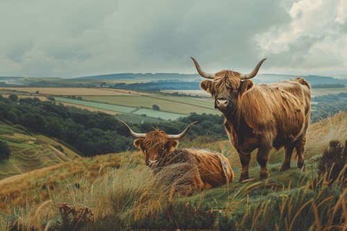 Highland cow animal canvas - cow,