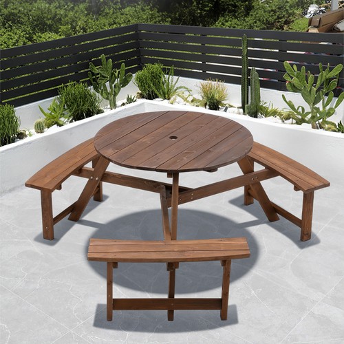 Seater wooden round picnic - wooden,