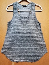 Peyton Jensen Sleeveless Sweater Tank Large Black White Racerback Curved Hem