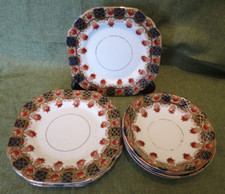 vintage 1930s Stanley Bone China Imari Style side plates & saucers