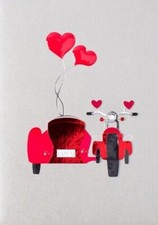 Papyrus Gemmed Motorcycle Scooter with Side Car Valentine's Day Greeting Card
