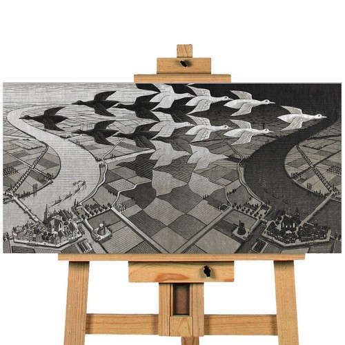 Escher day and night - and, wall
