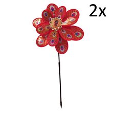 2 x PEACOCK VERY LARGE GARDEN WINDMILLS wind spinner decking patio bbq caravan
