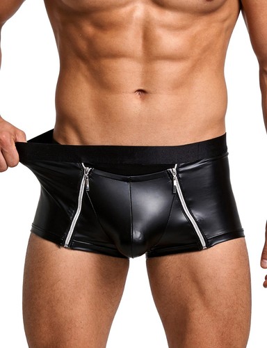 Men black leather look - leather,