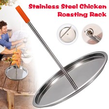 Vertical Skewer Stainless Steel Chicken Roaster Stand Barbecue Grilling UK