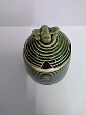 Vintage Dark Green  Bee  Lidded Conserve / Jam Pot Honey Pot