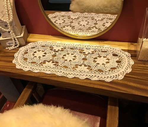 Beige handmade crochet cotton - beige,