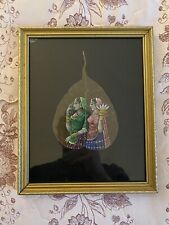 VINTAGE OIL PAINTING ON PEEPAL TREE DRIED LEAF ( WOMAN AND WOMAN )