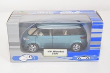 B91 1:43 WELLY PLAYLAND AUTO-CLUB VW VOLKSWAGEN MICROBUS 2001 MET. BLUE MIB