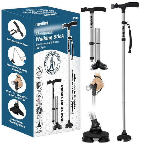 Folding walking stick - stick, led