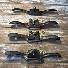 4 VINTAGE METAL SPOKESHAVES