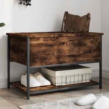 Storage Bench Smoked Oak 70x42.5x47 cm Engineered Wood vidaXL
