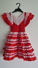 Girls Spanish Flamenco Dance Dress Off Shoulder Ruffles Mexican Style Age 3-4