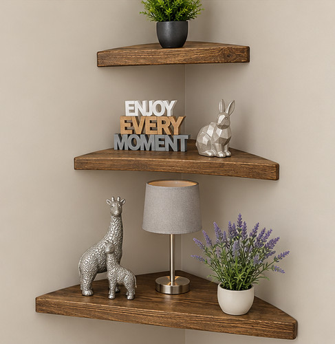 Wooden chunky corner shelves - wooden,