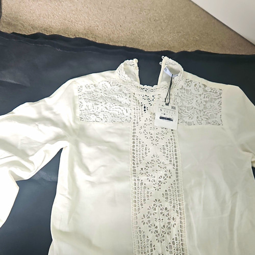 Zara white lace panel neck - zara,