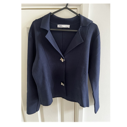 Zara navy knit blazer jacket - zara,