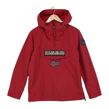 Napapijri Rainforest Jacket Mens Size S Red 1/4 Zip Hooded Smock