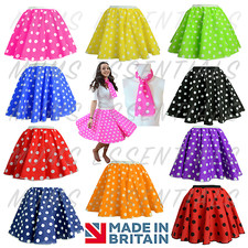 Kids Girls Rock n Roll Full Circle Polka Dot Skirt 50's Fancy Dress Costume Jive
