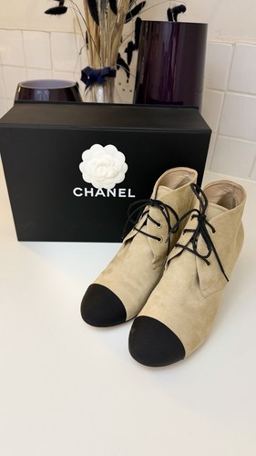Chanel beige suede lace - chanel, lace-up