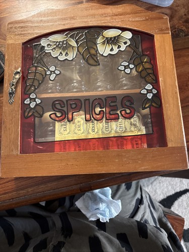 Vtg 70s wooden spice rack - 70s,