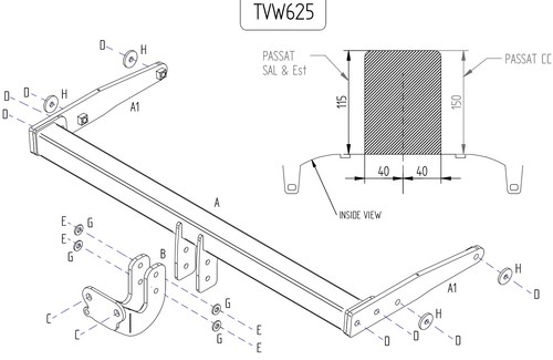 Towtrust fixed flange towbar - flange,