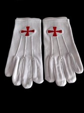 Masonic Knights Templar KT Cotton Gloves Red Cross Freemasonry Regalia Accessroy