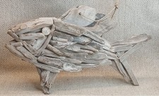 Driftwood Mosaic Fish Sculpture Wall Or Coffee Table Art Marina Beach Decor
