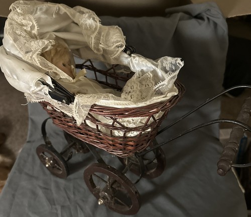 Vtg victorian baby doll pram - baby,