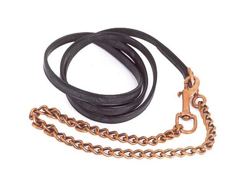 Leather lead rein with brass - leather,