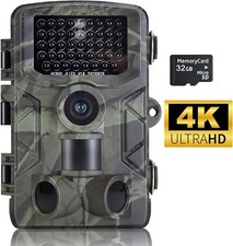 32GB Wildlife Trail Camera 50MP 4K Night Vision Motion Activated Hunting Cam UK