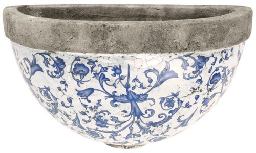 Antiqued blue white ceramic - white,