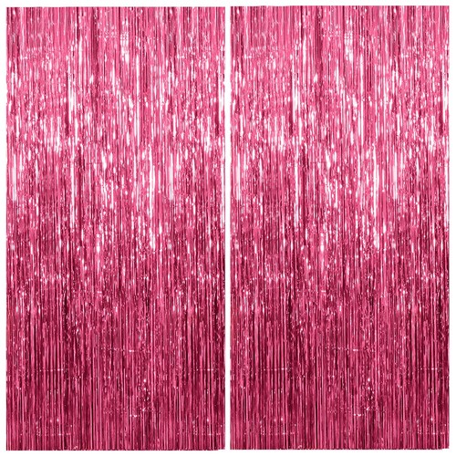Pink foil curtain backdrop - pink, 2