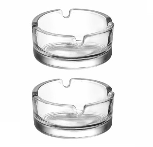 Round cut glass ashtray - 2,
