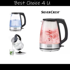Silvercrest 1.7L Glass Water Kettle Colour Changing RGB LED Illuminated, Chrome