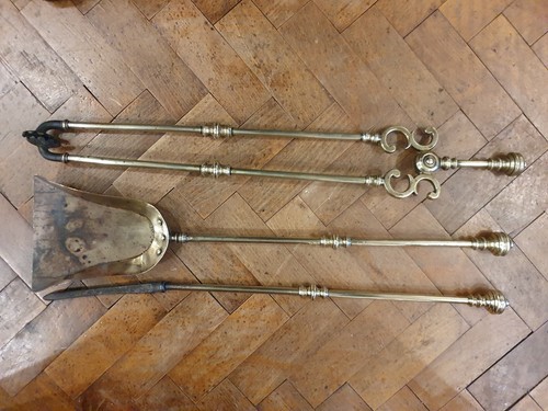 Antique victorian brass fire - victorian,
