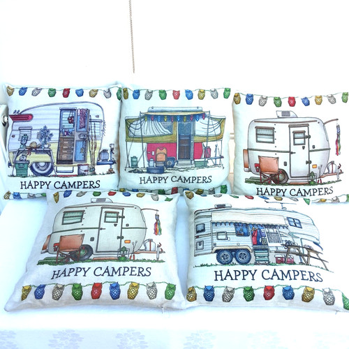 Happy campers cushion covers - campers,
