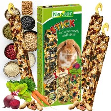 Hamster Seed Stick CAROB BEANS + PEANUTS + CARROTS Rabbits Rodents Pet 3in1 Food
