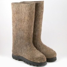 original Russian felt boots made of natural wool with polyurethane soles