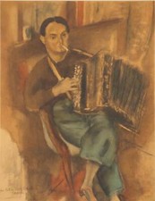 Jules Pascin: The Accordionist, Signed Lithograph