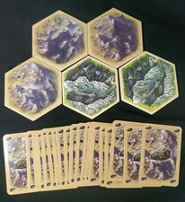 Settlers of Catan 5 Hex Tile 19 Card Set Mountain Ore Expansion Part Replacement