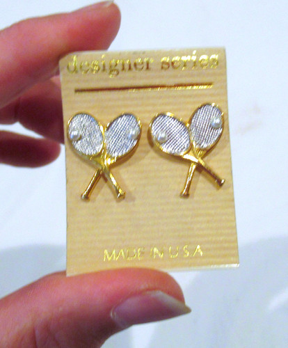 Tennis racket earrings gold - racket,