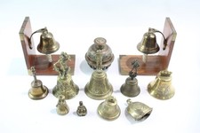 Vintage Brass Bells Of Various Style & Sizes Job Lot 3584g