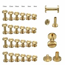 Flat Belt Screw Leather Craft Chicago Nail Brass Solid Rivets Stud Head 4-15mm