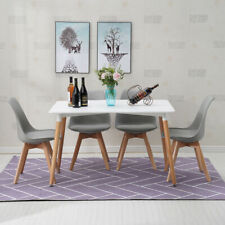 120CM Rectangle Dining Table and Tulip Chairs Wooden Legs Kitchen Home Furniture