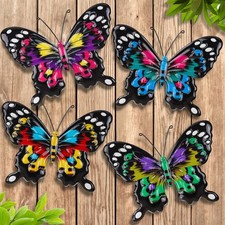 4/8x Home Fence Ornament Metal Butterfly Garden Decor Wall Art Hanging Sculpture