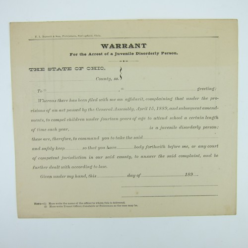 Antique 1890s ohio arrest - 1890s,