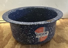 Vintage Blue Enamel Child's Chamber Pot Small with Handle 7 1/2" Diameter