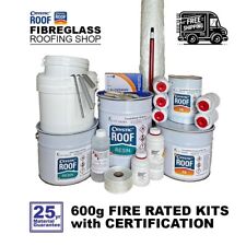 Fire Rated Fibreglass Roofing Kit 600g 5 - 100sqm Kits Inc Tools, Tape, Acetone