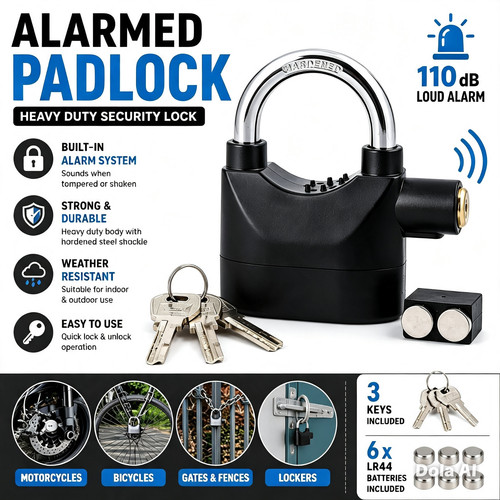 Alarm padlock 110db - alarm,